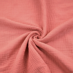 Baumwoll-Musselin double gauze pastell dunkelkoralle (Terra Cotta)  