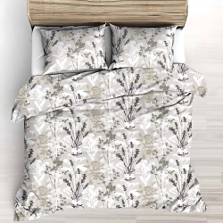 Baumwolle 100% Sträucher weiß-beige auf beigem Hintergrund - 220cm  