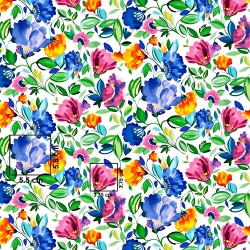 Baumwolle 100% Blumen Kornblumen auf weißem Hintergrund - 220cm  