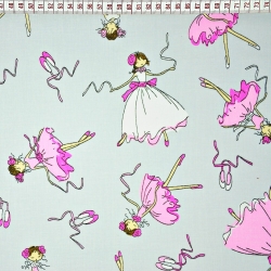 Baumwolle 100% Balletttänzerinnen rosa-weiß auf grauem Hintergrund  