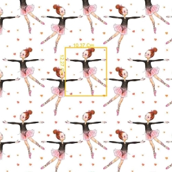 Baumwolle 100% Ballerinas rosa-braun auf weißem Hintergrund  