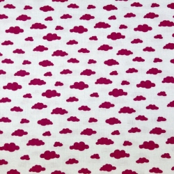 Baumwolle 100% Wolken MINI bordeaux auf weißem Hintergrund  