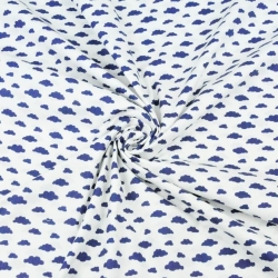 Baumwolle 100% Wolken MINI navy auf weißem Hintergrund  