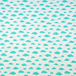 Baumwolle 100% Mini Wolken mint auf weißem Hintergrund  