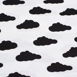 Baumwolle 100% gleichmäßige Wolken schwarz auf weißem Hintergrund  