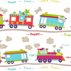 Baumwolle 100% bunte Lokomotive auf weißem Hintergrund  