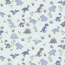 Baumwolle 100% Dinosaurier grau-blau auf grau-blauem Hintergrund  