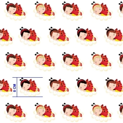 Baumwolle 100% Mädchen Marienkäfer rot auf weißem Hintergrund  