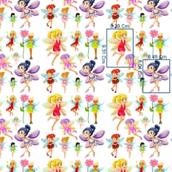 Baumwolle 100% bunte Glöckchen auf weißem Hintergrund  