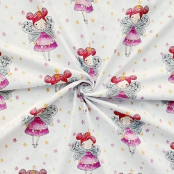 Baumwolle 100% Glöckchen mit Sternen auf weißem Hintergrund  