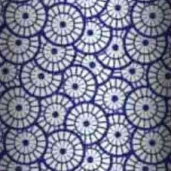 Baumwolle 100% geometrische Rosette weiß auf marineblauem Hintergrund  