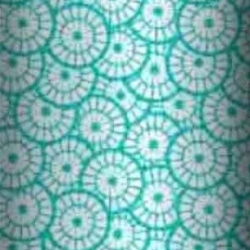 Baumwolle 100% geometrische Rosette weiß auf türkisfarbenem Hintergrund  