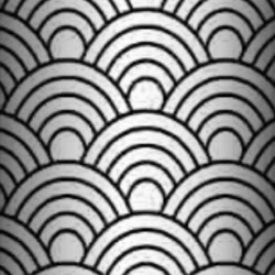 Baumwolle 100% geometrische Schuppen schwarz auf weißem Hintergrund  