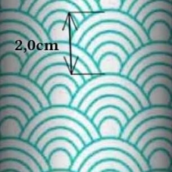 Baumwolle 100% geometrische Schuppen türkis auf weißem Hintergrund  