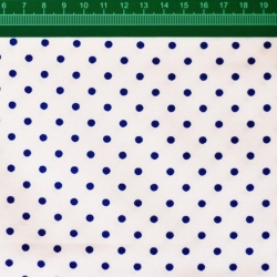 100% Baumwolle Punkte 4mm dunkelblau auf weißem Hintergrund  