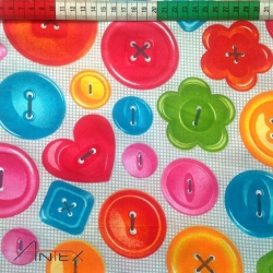 Baumwolle 100% bunte Knöpfe auf weißem Hintergrund  