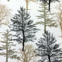 Baumwolle 100% braune Bäume auf weißem Hintergrund  