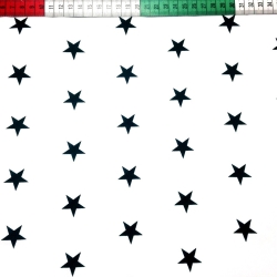 Baumwolle 100% Sterne 20mm schwarz auf weißem Hintergrund  