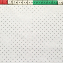 Baumwolle 100% Punkte 4mm grau auf weißem Hintergrund  