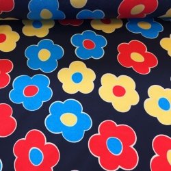 wasserabweisender Stoff Blumen auf marineblau  