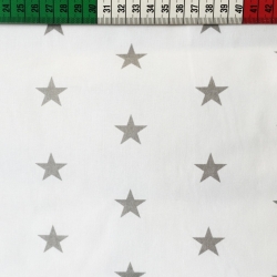 Baumwolle 100% 20mm graue Sterne auf weißem Hintergrund  