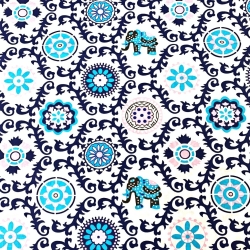 Baumwolle 100% indisches Blumenmuster dunkelblau  