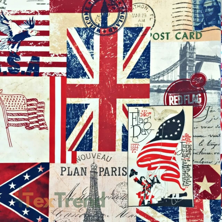 Baumwolle 100% Rote marine Flaggen  