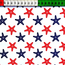 Baumwolle 100% Rote marine Seesterne auf weißem Hintergrund  