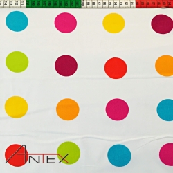 Baumwolle 100% Kreise bunt auf weißem Hintergrund  