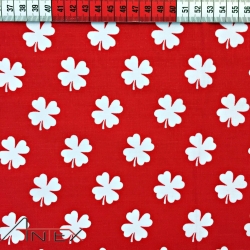 Baumwolle 100% Rote Kleeblätter auf Hintergrund  