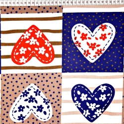 Baumwolle 100% Patchwork Herzen dunkelblau  