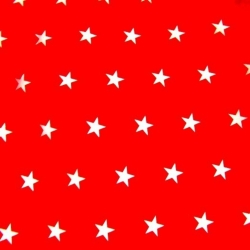 Baumwolle 100% Sterne 20mm weiß auf rotem Hintergrund  