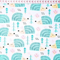 Baumwolle 100% Igel mintfarben auf weißem Hintergrund  