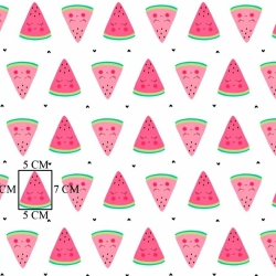 Baumwolle 100% Wassermelonen rosa auf weißem Hintergrund  