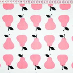 Baumwolle 100% Birnen rosa auf weißem Hintergrund  