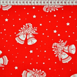 Baumwolle 100% Weihnachtsmuster Glocken auf rotem Hintergrund  