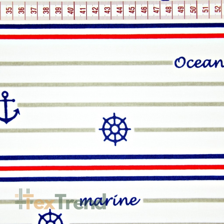 Baumwolle 100% maritimes Streifenmuster navyrot  