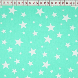 Baumwolle 100% kleine und große Sterne auf mintfarbenem Hintergrund  