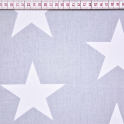 Baumwolle 100% Sterne 90mm weiß auf grauem Hintergrund  