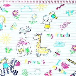 Baumwolle 100% bunter Notizblock mit Linien auf weißem Hintergrund  