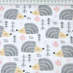 Flanell Igel grau auf weißem Hintergrund  