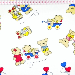 Baumwolle 100% Bären mit Luftballons auf weißem Hintergrund  