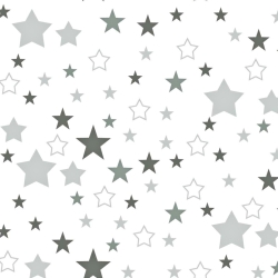 Baumwolle 100% Sternenhimmel grau auf weißem Hintergrund  