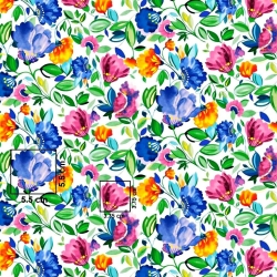 Baumwolle 100% Kornblumen auf weißem Hintergrund  