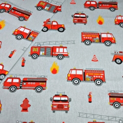 Baumwolle 100% Feuerwehr auf grauem Hintergrund  