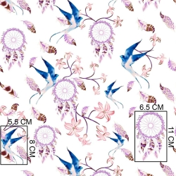 Baumwolle 100% Traumfänger mit blauer Schwalbe auf weißem Hintergrund  