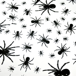 Baumwolle 100% schwarze Spinnen auf weißem Hintergrund  