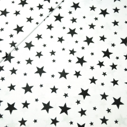 Baumwolle 100% neue kleine und große Sterne schwarz auf weißem Hintergrund  