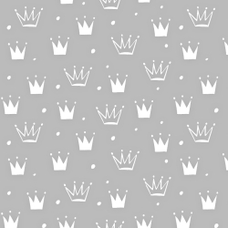 Baumwolle 100% Kronen mit Punkten weiß auf grauem Hintergrund  
