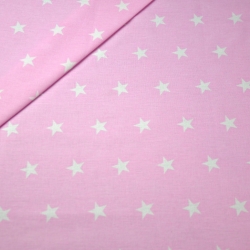 Baumwolle 100% Sterne 20mm weiß auf rosa Hintergrund  